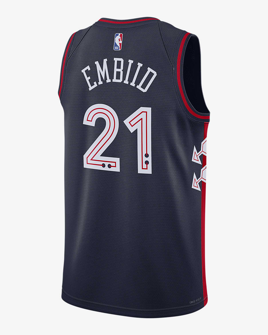 Joel Embiid Philadelphia 76ers City Edition 2023 24 Men s Nike Dri FIT NBA Swingman Jersey